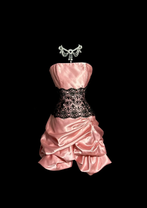 Robe de Soirée Pêche Sexy, Robe Fourreau en Satin pour Anniversaire, Robe de Bal de Promo, Robe Courte de Soirée sans Bretelles ED08788