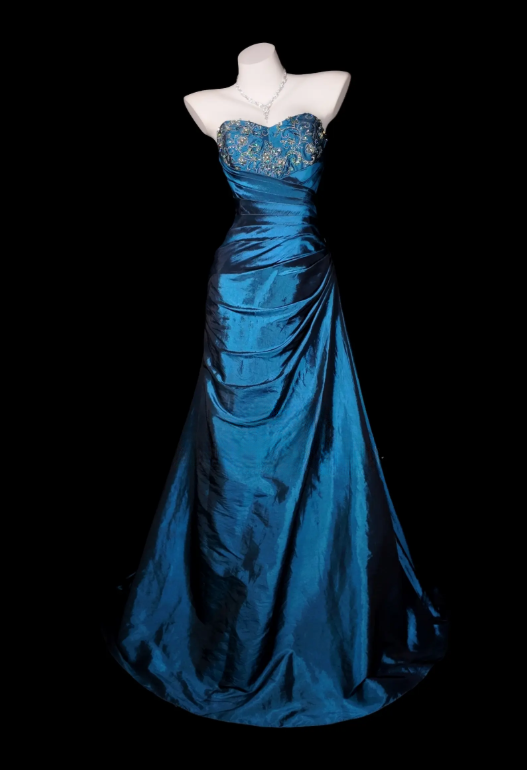 Elegant Blue Long Evening Dress Sweetheart Sheath Satin Prom Dress ED08798