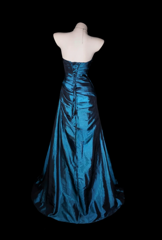 Elegant Blue Long Evening Dress Sweetheart Sheath Satin Prom Dress ED08798