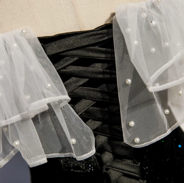 Robe de bal longue sirène noire, robe de soirée noire ED0880