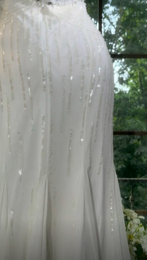 Elegant White Long Evening Dress Halter Sheath Chiffon Prom Dress ED08800