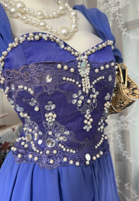 Chic Blue Prom Dress Sweetheart A-Line Chiffon Long Evening Dress  ED08804