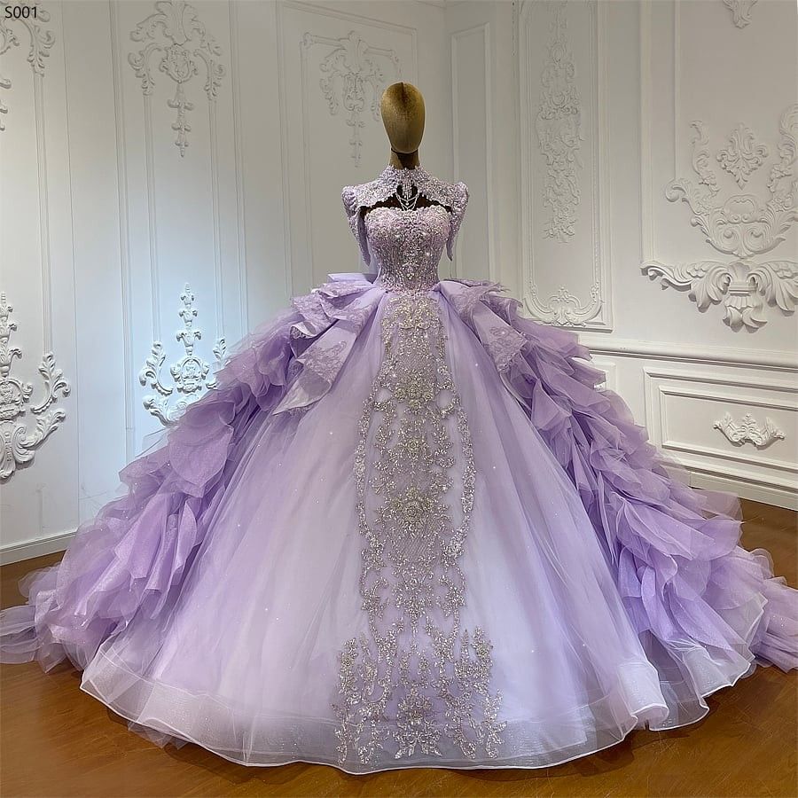 Fairy Purple Quinceanera Dress Tulle A-Line Beaded Sweet 16 Dress ED08809