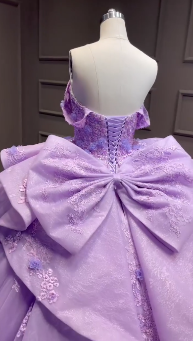 Fairy Purple Quinceanera Dress Tulle Ball Gown Applique Sweet 16 Dress ED08812