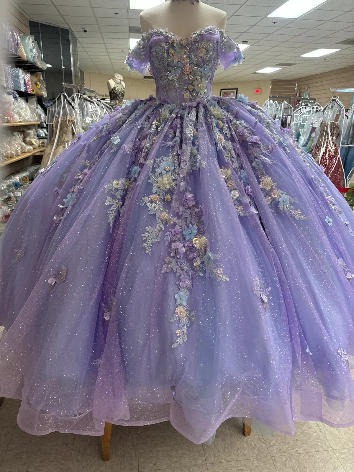 Fairy Purple Quinceanera Dress Tulle Ball Gown Applique Sweet 16 Dress ED08813