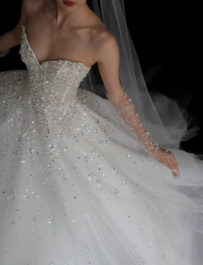 Modest White A-Line Wedding Dress Sweetheart Bridal Gown Satin Bridal Dress ED08818