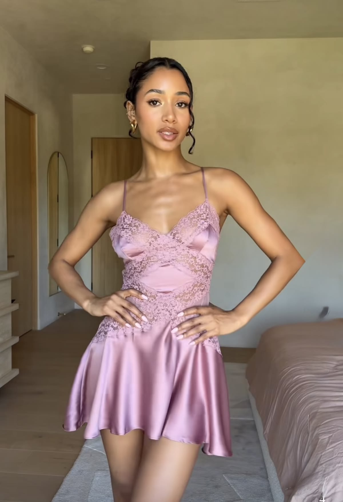 Simple Pink Hoco Dress Satin Sheath Birthday Dress Spaghetti Straps Summer Dress ED08828