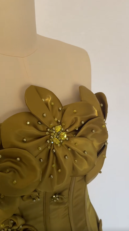 Robe de Hoco simple vert olive fourreau en satin Robe d'anniversaire Robe d'été sans bretelles  ED08840