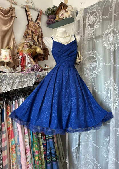 Chic Blue Birthday Dress A-Line Party Dress Spaghetti Straps Chiffon Formal Dress ED08845