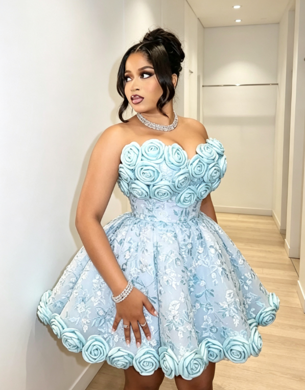 Sexy Blue Hoco Dress Sweetheart A-Line Graduation Party Dress Satin Birthday Dress ED08871-1