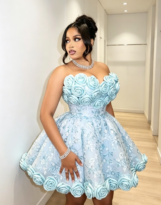 Robe de soirée sexy bleue, bustier cœur, ligne A, pour bal de promo ou anniversaire, en satin ED08871-1