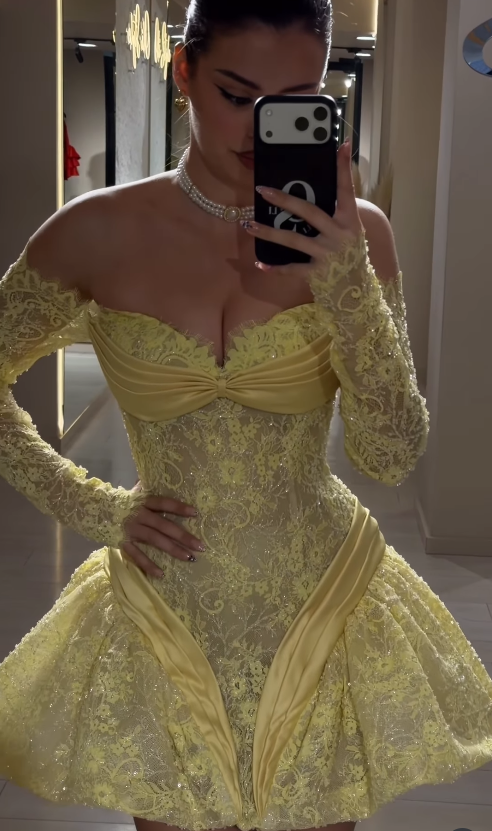 Robe de bal chic jaune, bustier en cœur, ligne A, robe de soirée de graduation, robe d'anniversaire en tulle avec applique ED08873