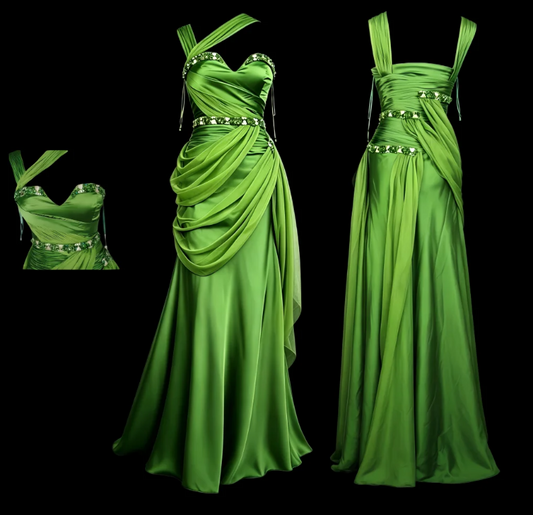 Robe de soirée longue glamour à fines bretelles, fourreau, en satin, robe d'été, robe de bal verte ED08907