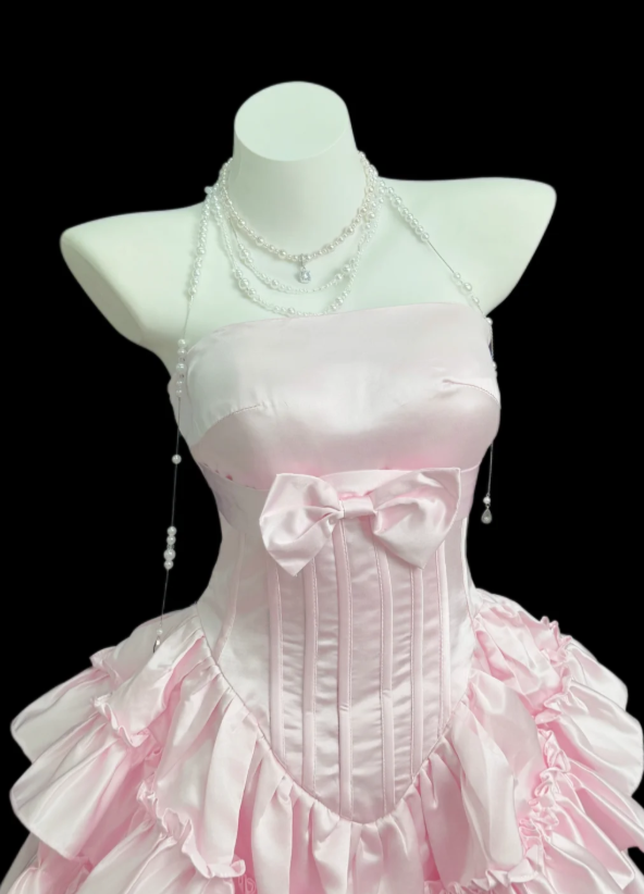 Fashion A-Line Strapless Birthday Dress Pink Hoco Dress Satin Short Prom Dress    ED08927