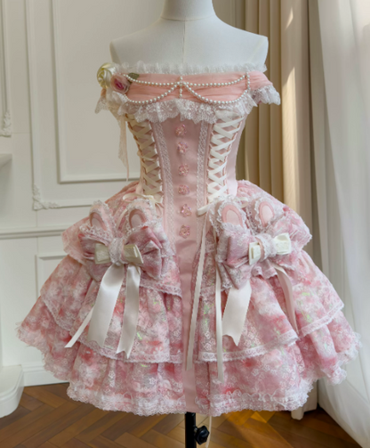 Elegantes pinkes Geburtstagskleid, schulterfrei, A-Linie, Hoco-Kleid, Spitzen-Abschlussballkleid ED08947