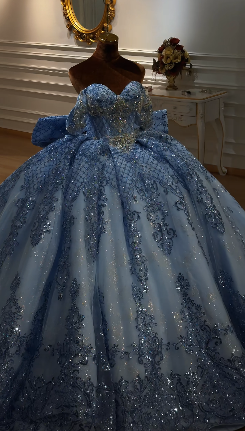 Fairy Sweetheart Tulle Quicneanera Dress Ball Gown Blue Sweet 16 Dress ED08951