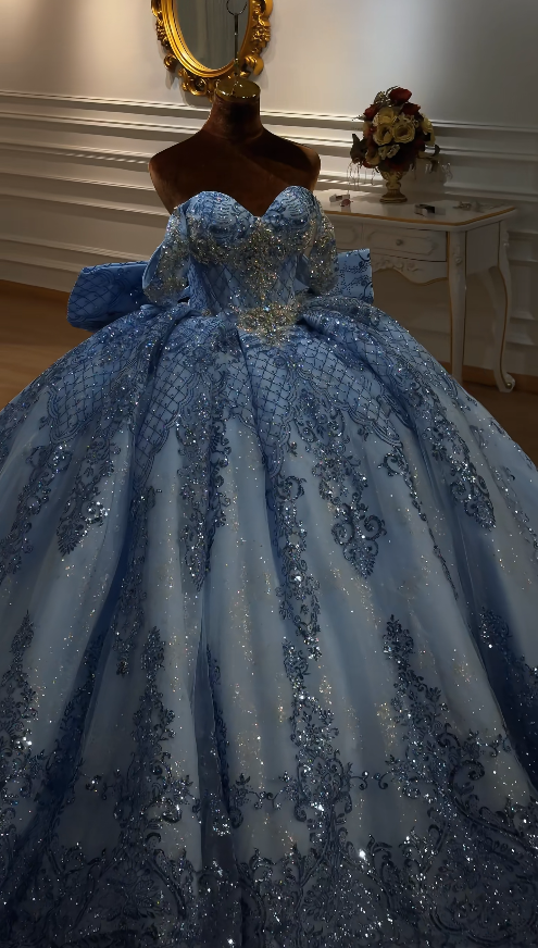 Fairy Sweetheart Tulle Quicneanera Dress Ball Gown Blue Sweet 16 Dress ED08951
