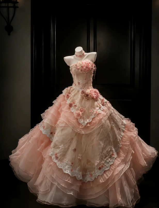Feen-Trägerloses Tüll-Quinceanera-Kleid Ballkleid Pink Sweet 16 Kleid ED08953