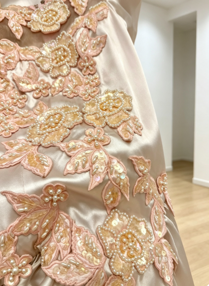Feenhaftes Trägerloses Satin Quinceañera Kleid A-Linie Pink Sweet 16 Kleid ED08954