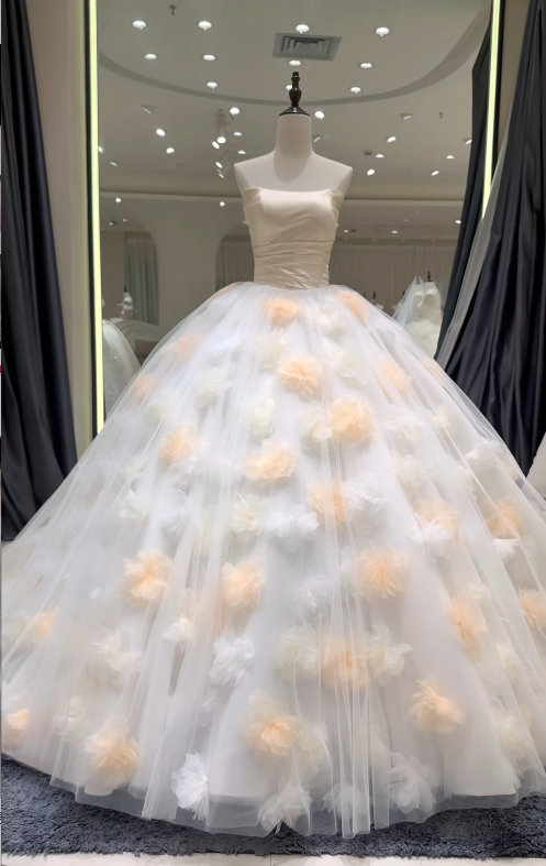 Fairy Strapless Tulle Quicneanera Dress Ball Gown White Sweet 16 Dress ED08956