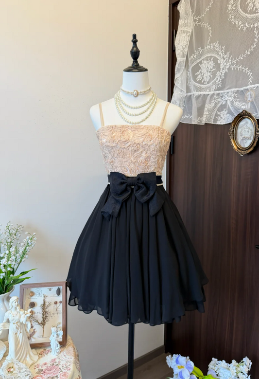 Jolie robe noire de bal de promo, bretelles ligne A, robe de soirée de remise des diplômes en mousseline de soie, robe d'anniversaire ED08958