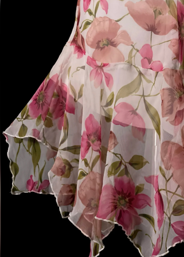 Vintage Chiffon Floral Evening Dress V-neck Sheath Long Fomral Dress ED08976