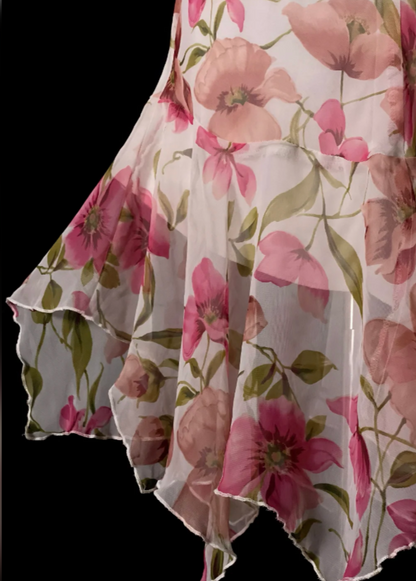 Vintage Chiffon Floral Evening Dress V-neck Sheath Long Fomral Dress ED08976