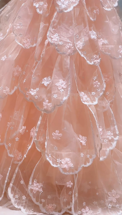 Fairy Tulle Blush Pink Evening Dress Sweetheart A-Line Long Fomral Dress ED08977
