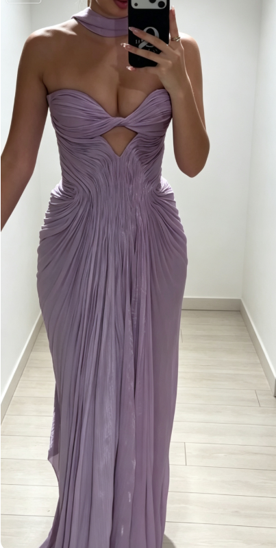 Elegant Chiffon Long Evening Dress Lavender Prom Dress Sweetheart Sheath Fomral Dress ED08979