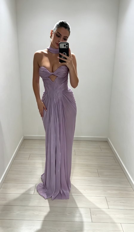 Elegant Chiffon Long Evening Dress Lavender Prom Dress Sweetheart Sheath Fomral Dress ED08979