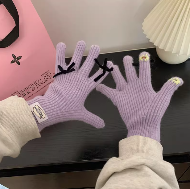 Gants chauds à écran tactile avec nœud papillon ED0897