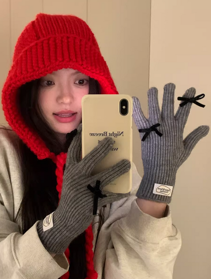 Gants chauds à écran tactile avec nœud papillon ED0897