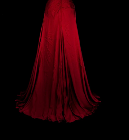 Elegant Satin Evening Dress Long Burgundy Dress for Party Strapless Sheath Fomral Dress  ED08983