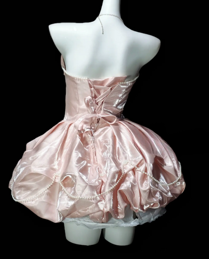 Cute Satin Pink Dress for Party Sweeetheart Hoco Dress A-Line Birthday Dress ED08990