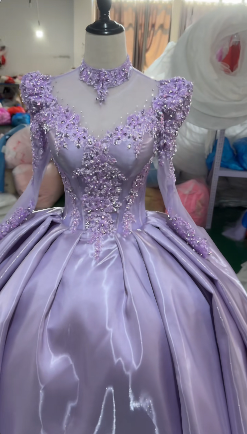 Gorgeous Purple Sweet 16 Dress Satin Ball Gown Quinceanera Dress Sweetheart Princess Dress ED08999