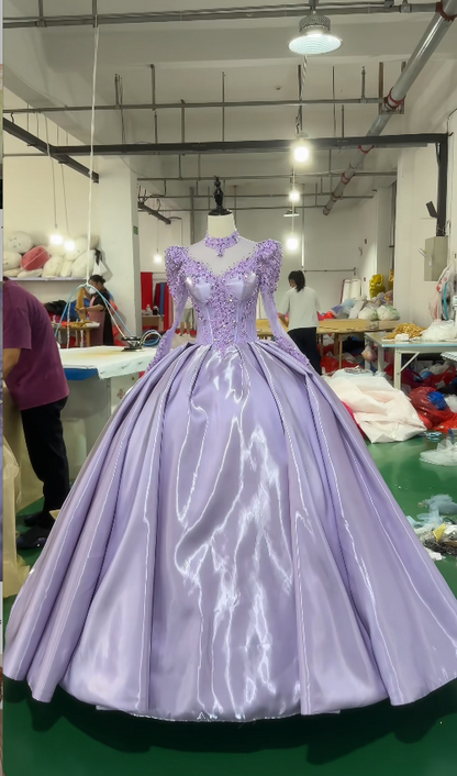 Gorgeous Purple Sweet 16 Dress Satin Ball Gown Quinceanera Dress Sweetheart Princess Dress ED08999