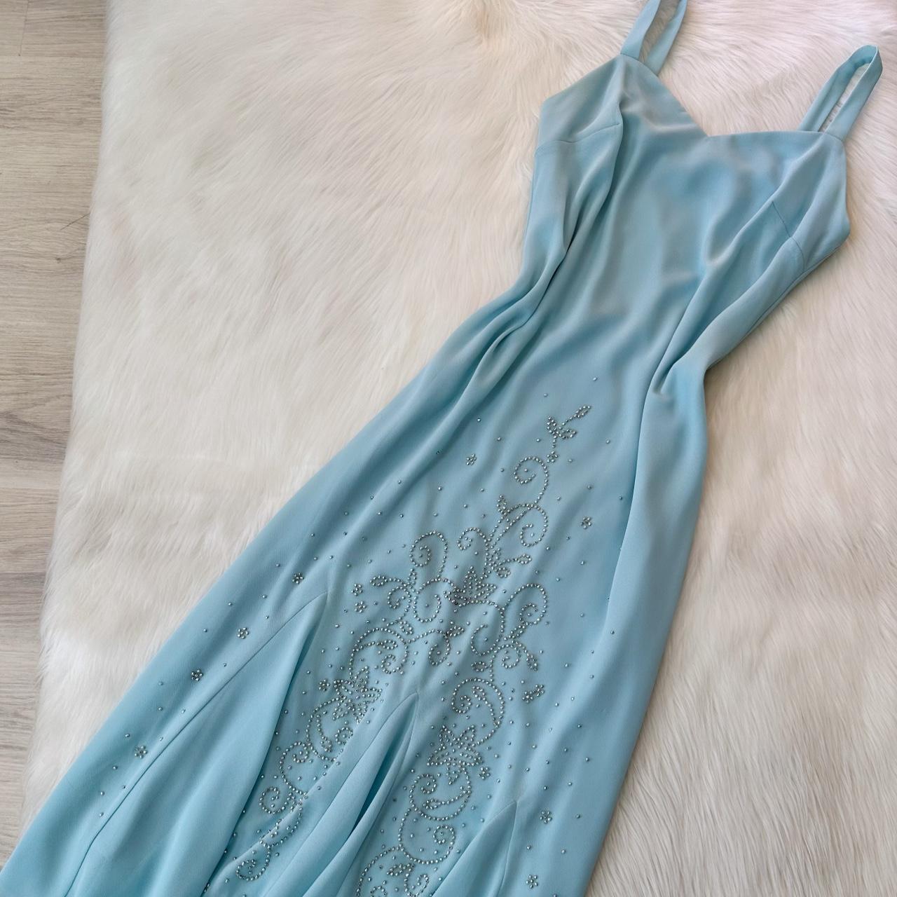 Vintage Blue Hoco Dress Chiffon Beaded Dress for Party Sheath Birthday Dress ED09011