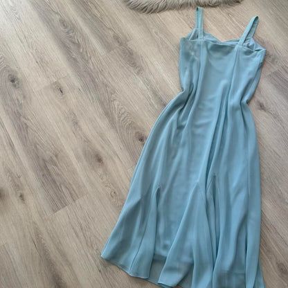 Vintage Blue Hoco Dress Chiffon Beaded Dress for Party Sheath Birthday Dress ED09011