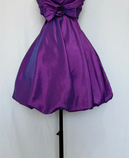 2026 Purple Hoco Dress Satin Dress for Party Spaghetti Straps A-Line Birthday Dress ED09014