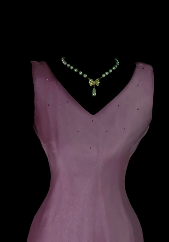 Elegant Grape Long Evening Dress V-neck Sheath Formal Dress Satin Dress for Party ED09025
