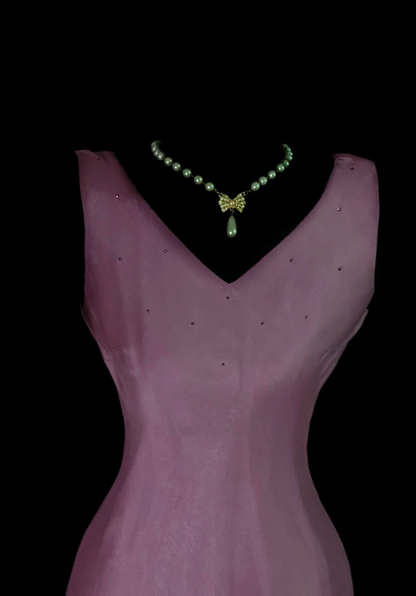 Elegant Grape Long Evening Dress V-neck Sheath Formal Dress Satin Dress for Party ED09025