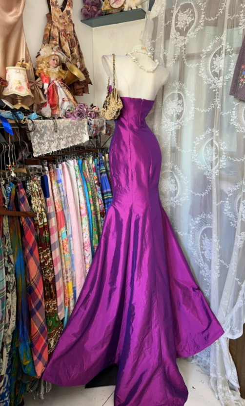 Vintage Purple Prom Dress Sweetheart Sheeath Satin Long Evening Dress ED09062
