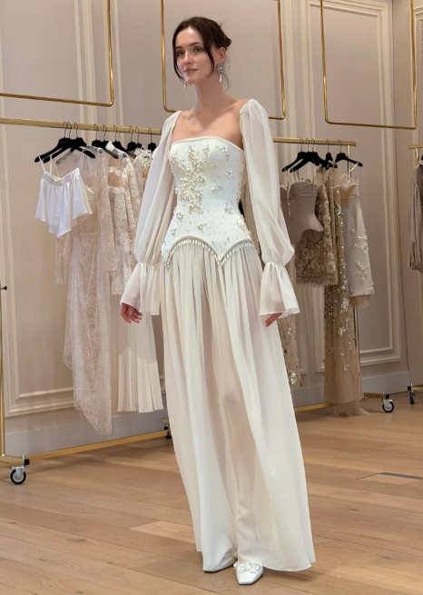 Fashion White Prom Dress Strapless Sheath Chiffon Long Evening Dress ED09064