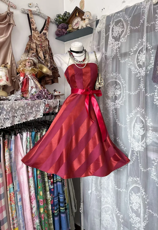 Chic Burgundy Hoco Dress Strapless A-Line Birthday Dress Satin Party Dress ED09102