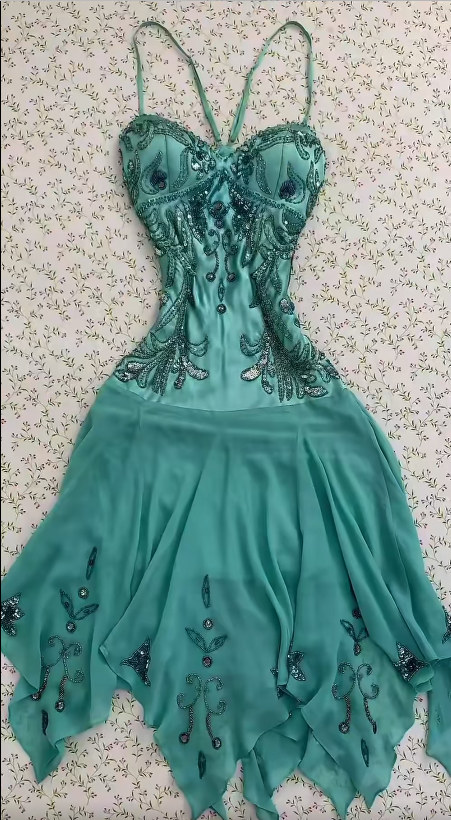 Élégante Robe Turqouise Hoco Sans Bretelles A-ligne Robe d'Anniversaire Perles Mousseline Robe de Soirée de Remise des Diplômes ED09103
