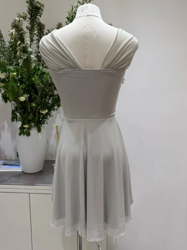 Fashion Gray Hoco Dress One-shoulder A-Line Birthday Dress Chiffon Graduation Party Dress ED09105