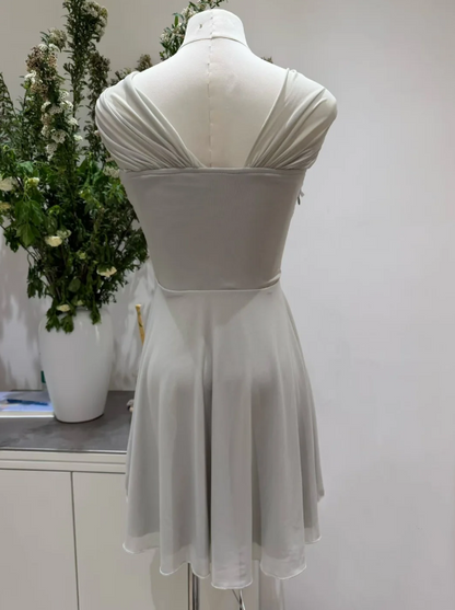 Fashion Gray Hoco Dress One-shoulder A-Line Birthday Dress Chiffon Graduation Party Dress ED09105