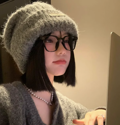 All-match warm wool knitted pile hat ED0911