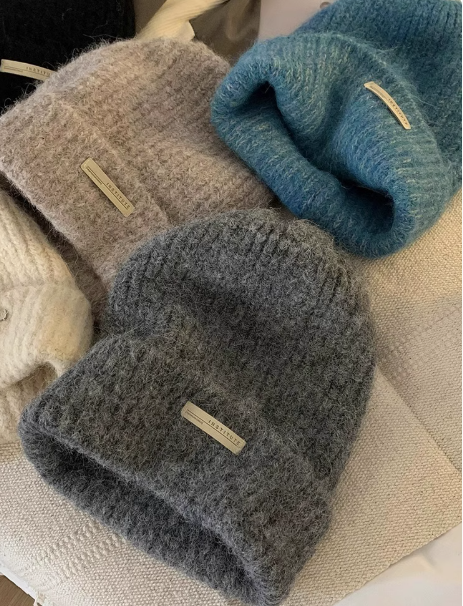 All-match warm wool knitted pile hat ED0911