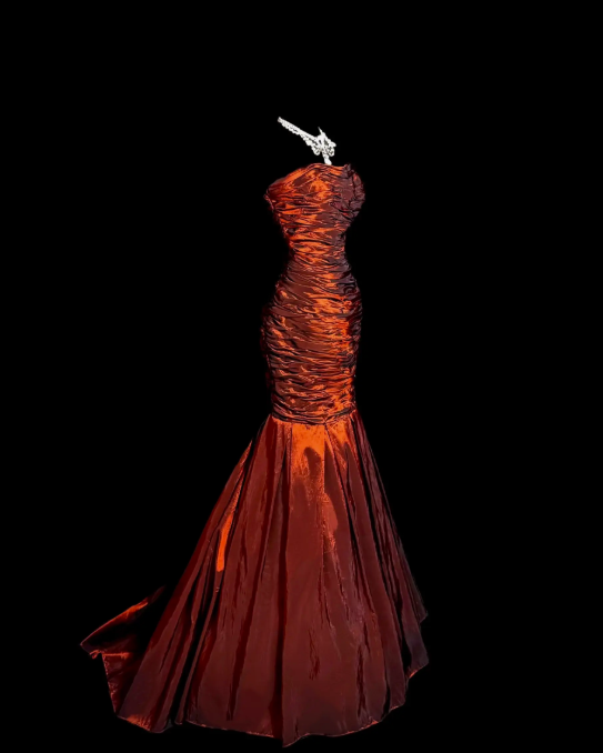 Romantic Red Prom Dress Satin Dress for Party Strapless Mermiad Evening Dress ED09155